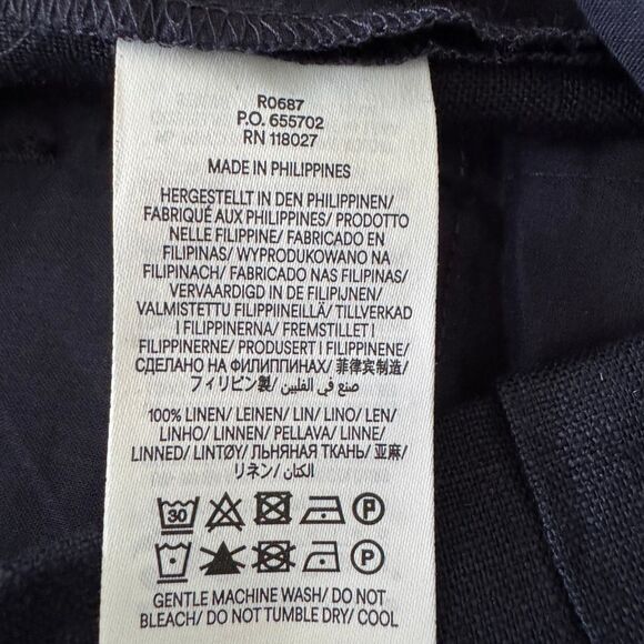 BODEN Westbourne Linen Pants 8R Navy Wide Leg - Picture 9 of 10